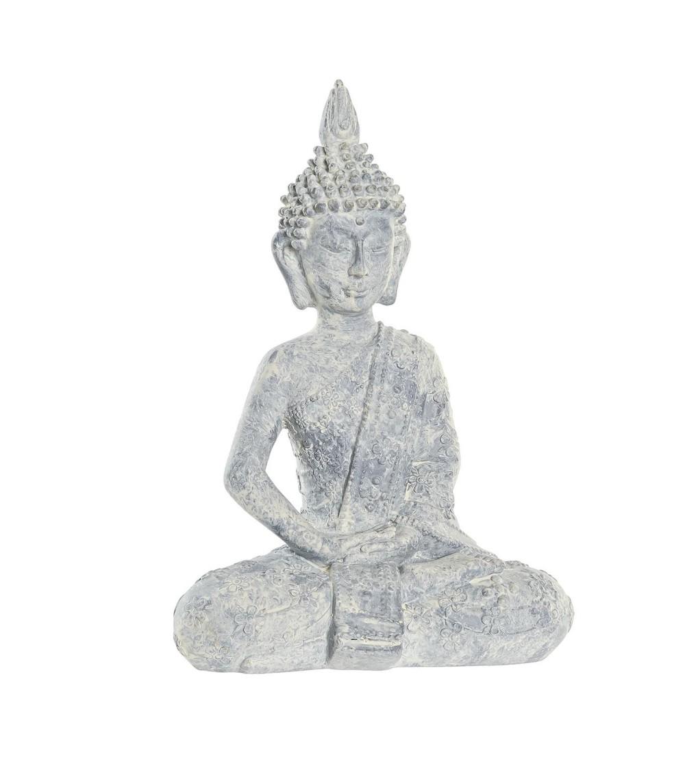 Dcasa Figura resina sentado de buda gris para decoracion de mesa 15x9x22 cm