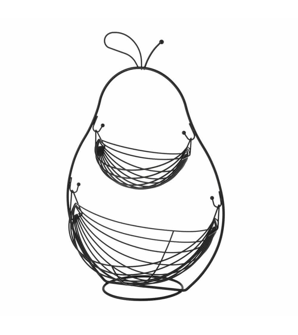 Dcasa Frutero con 2 cestas pera negro de metal de 51x27x34 cm