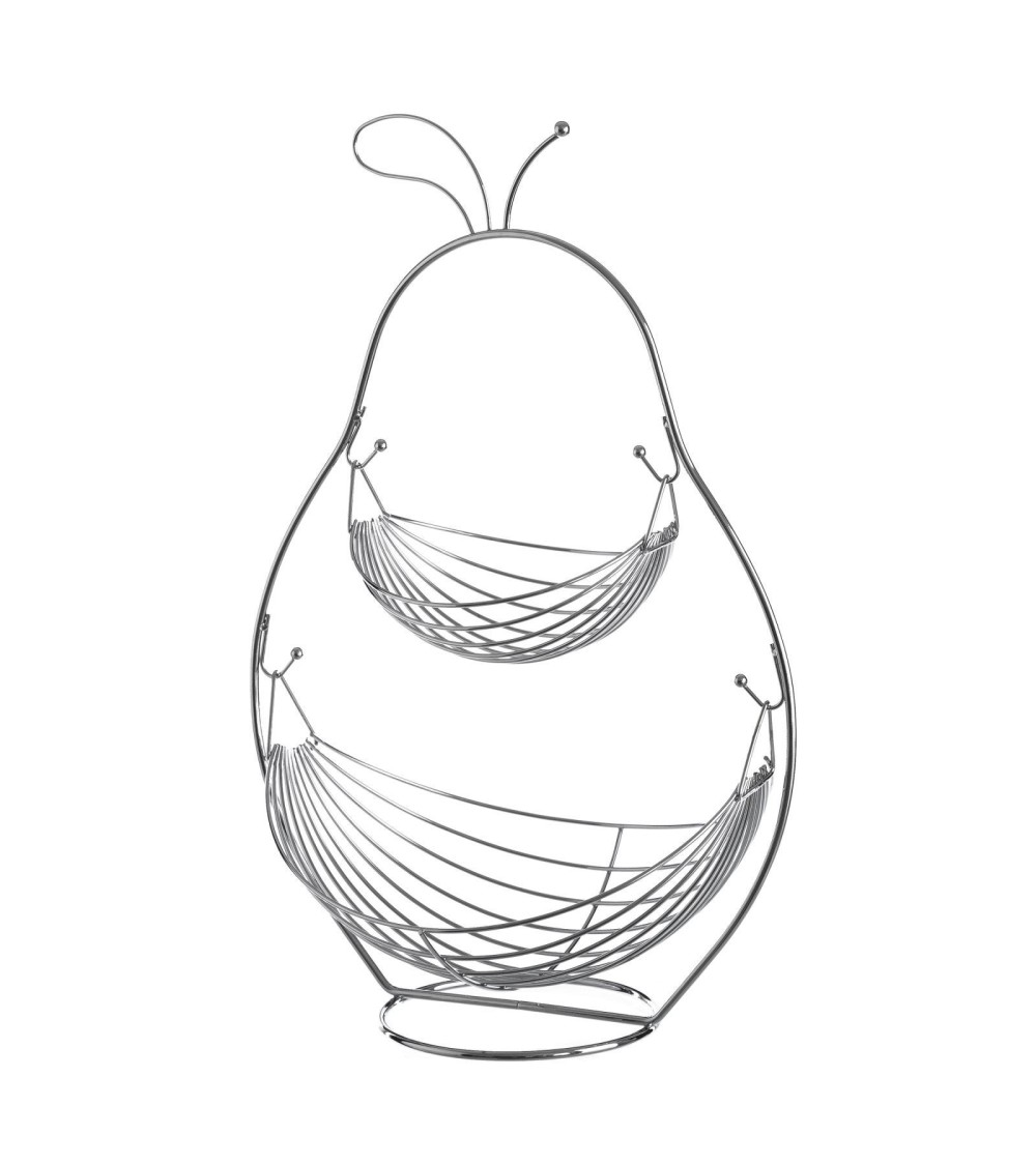 Dcasa Frutero con 2 cestas pera plateado de metal de 52x26x35 cm