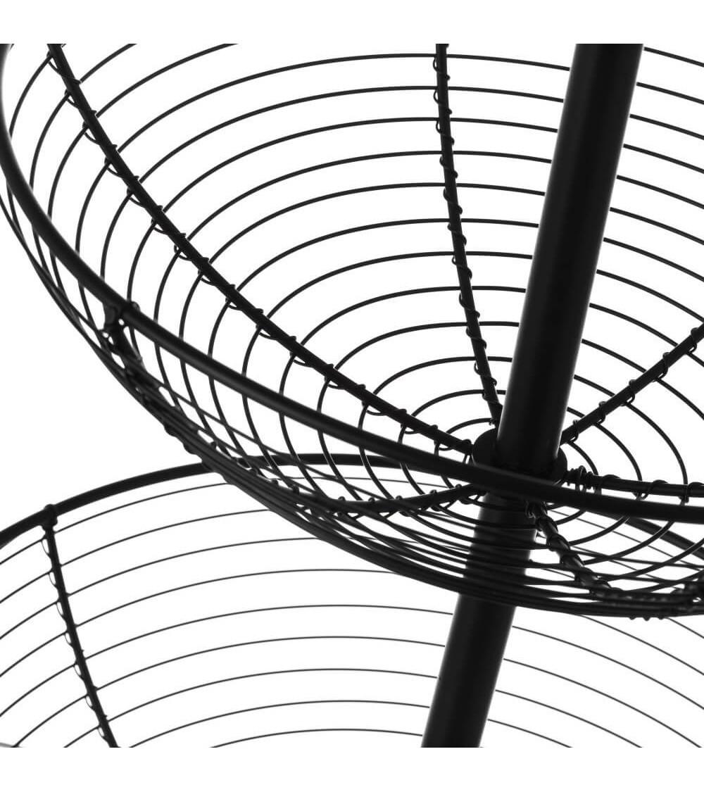 Dcasa Frutero Con 2 Cestas Redondo Negro Industrial De Metal Sobremesa