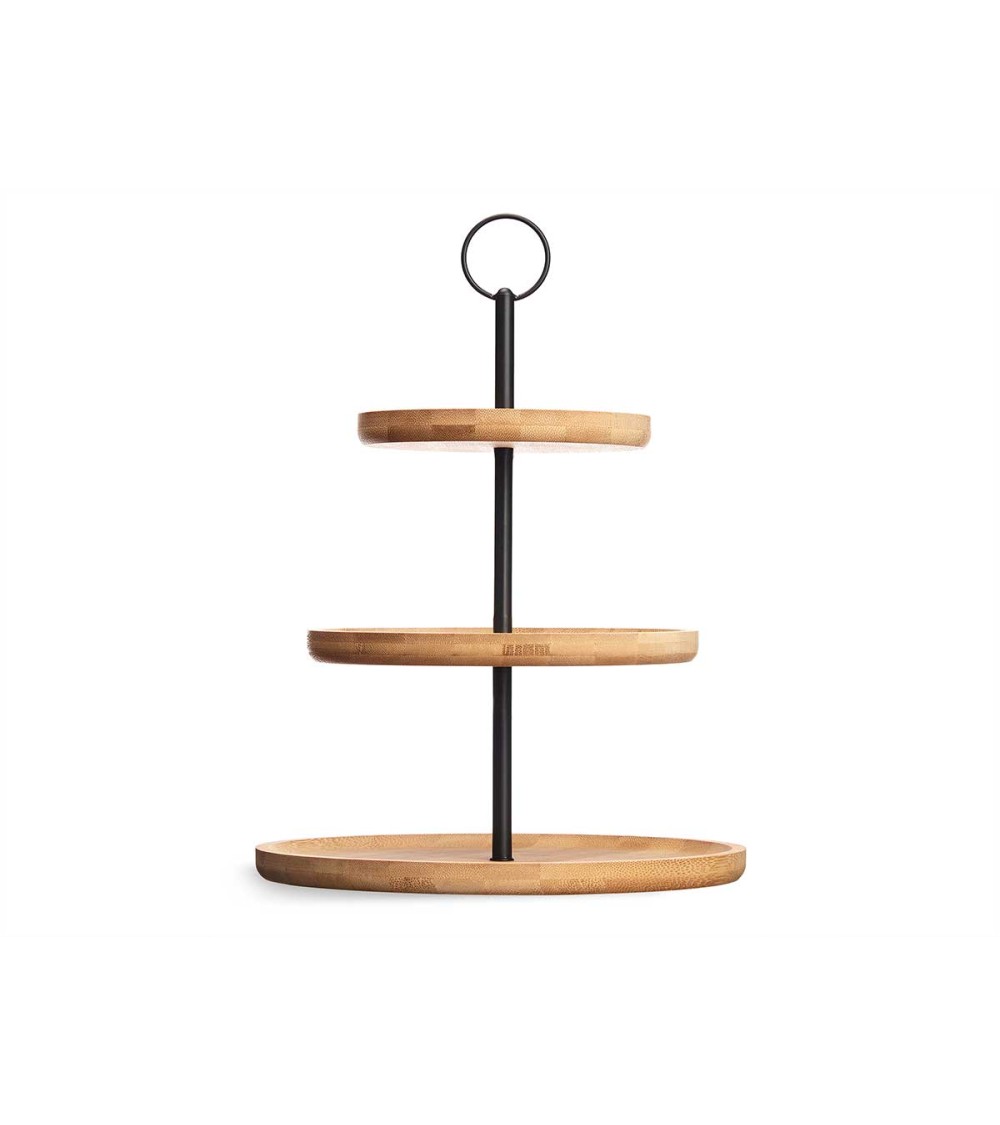 Dcasa Frutero De Bambu Natural 3 Pisos Con Soporte Metal