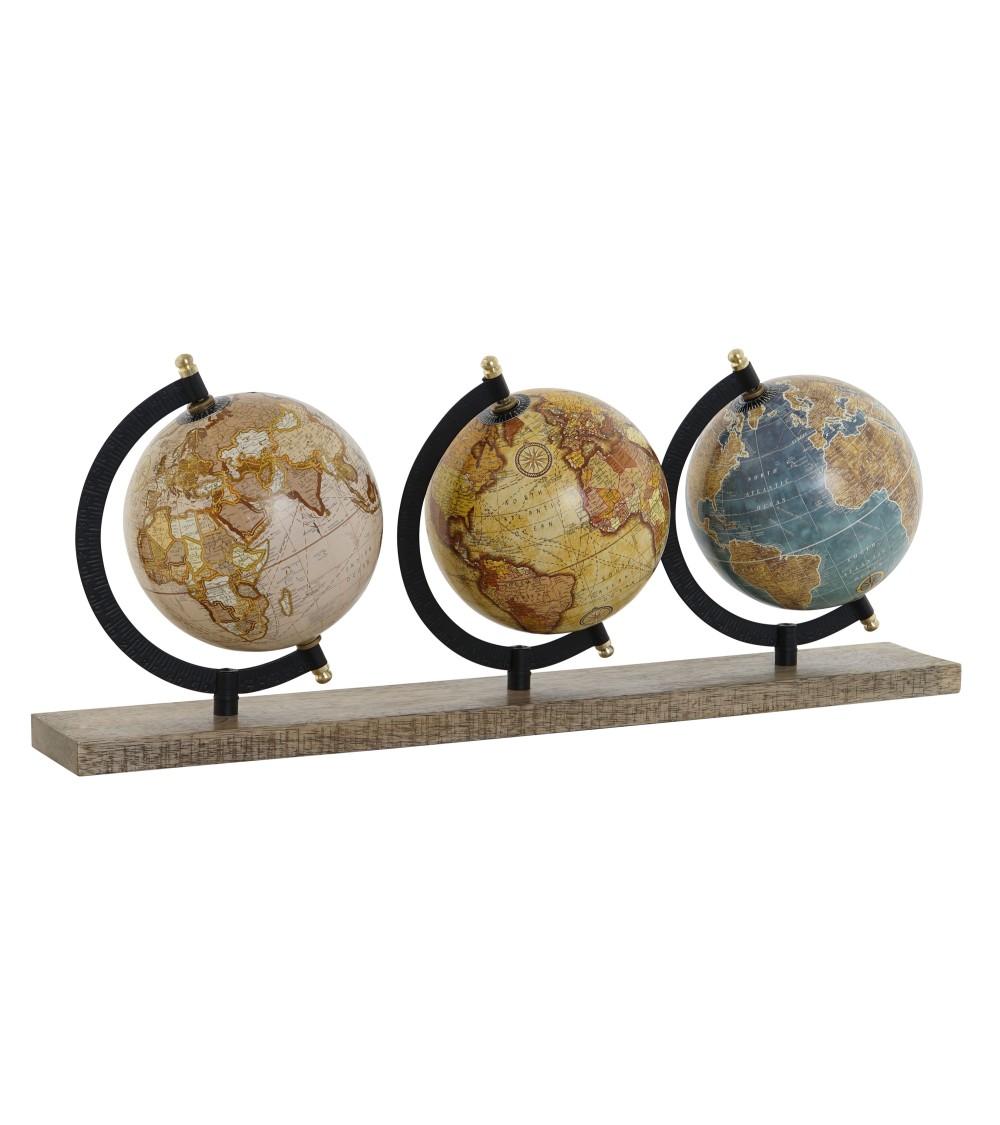 Dcasa Globo terraqueo giratorio de hierro y pvc 3 bolas de 50x12x19 cm