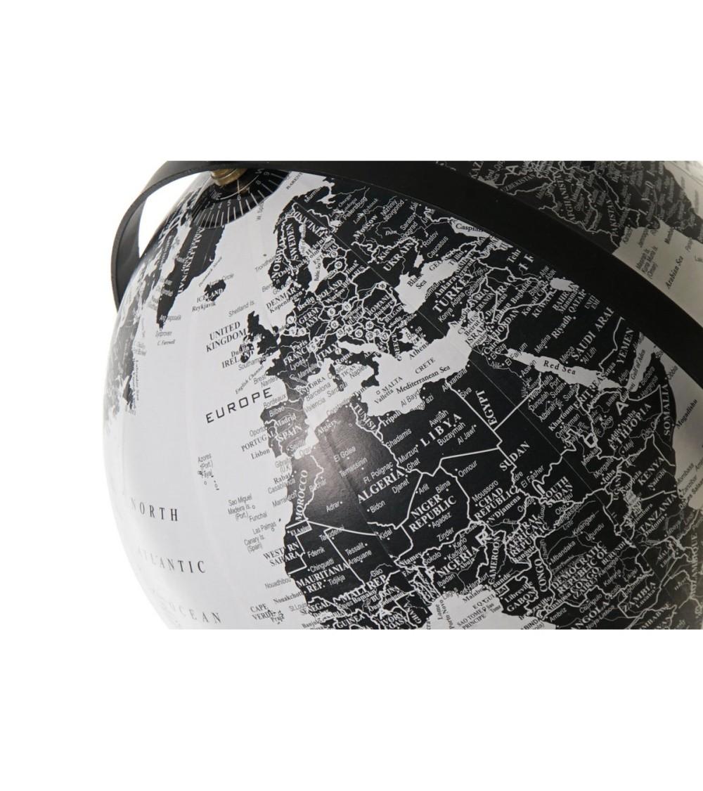 Dcasa Globo Terraqueo Giratorio De Hierro Y Pvc Negro De 24x20x30 Cm