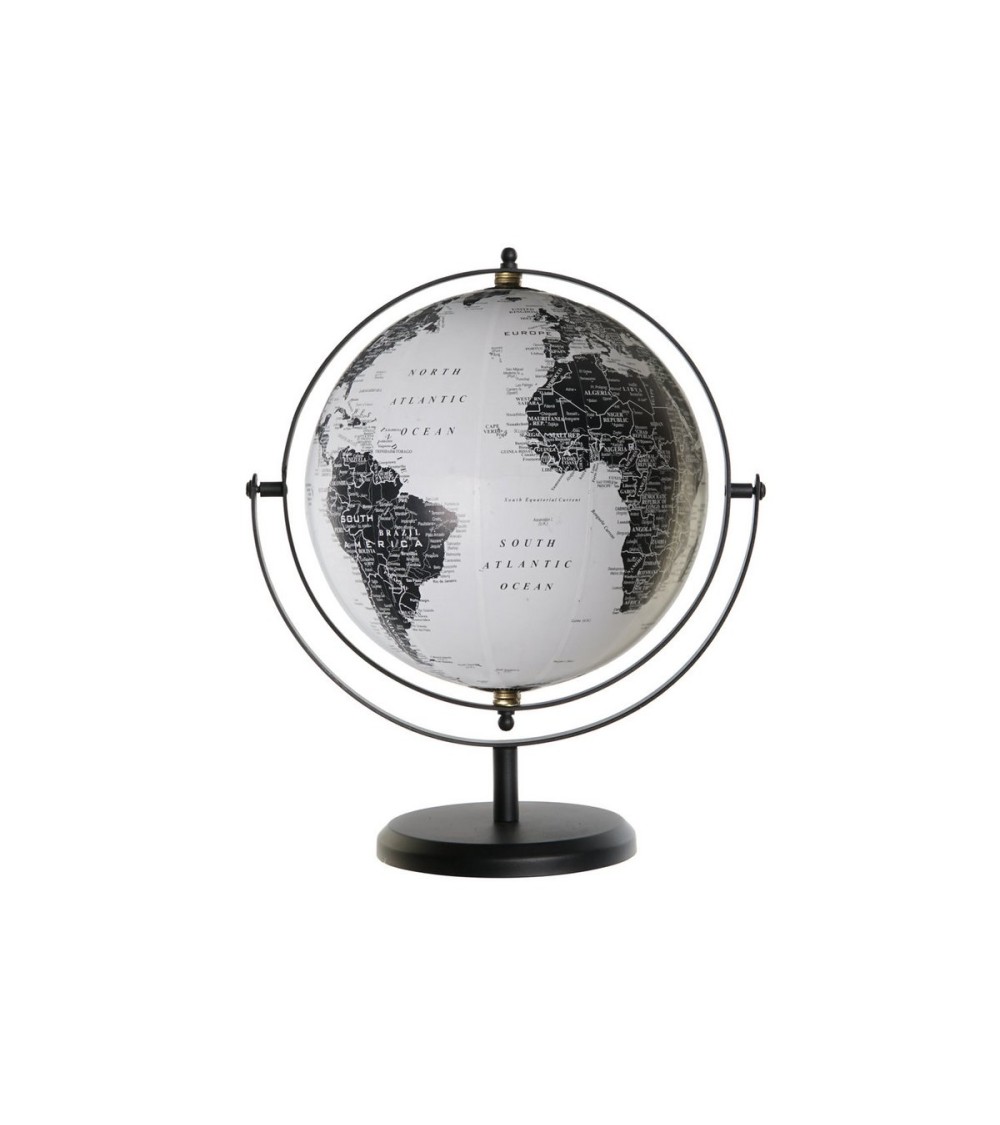 Dcasa Globo terraqueo giratorio de hierro y pvc negro de 24x20x30 cm