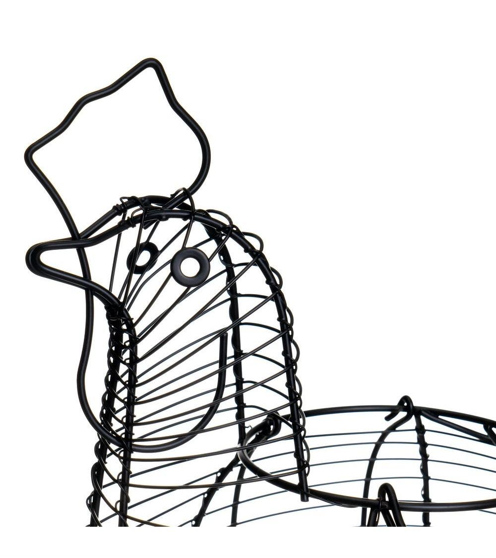 Dcasa Huevera Gallina Cesta De Metal Negra De 35x27x18 Cm