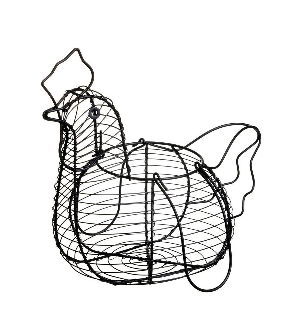 Dcasa Huevera gallina cesta de metal negra de 35x27x18 cm