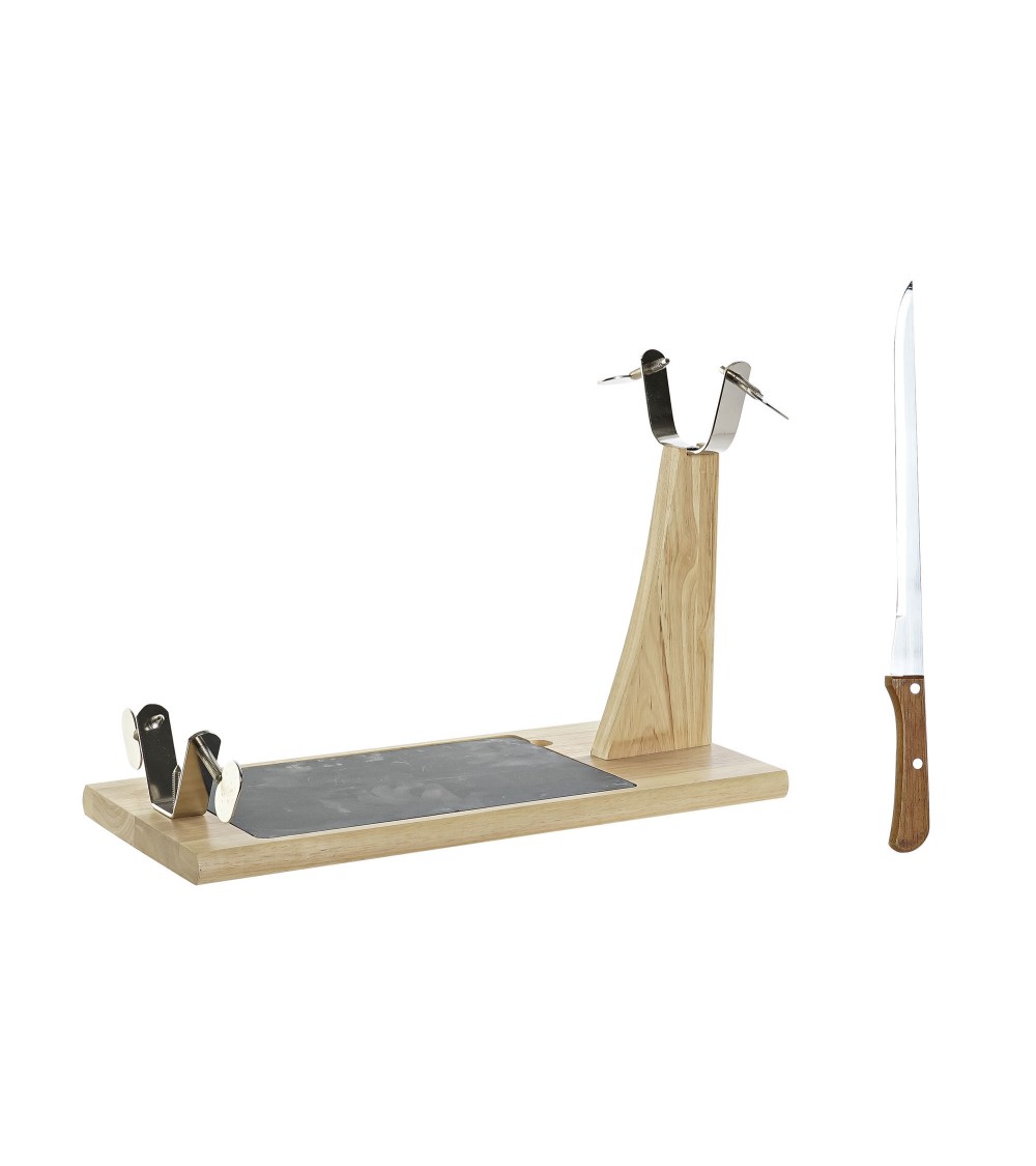 Dcasa Jamonero natural de pino natural para mesa cocina de 44x20x31 cm