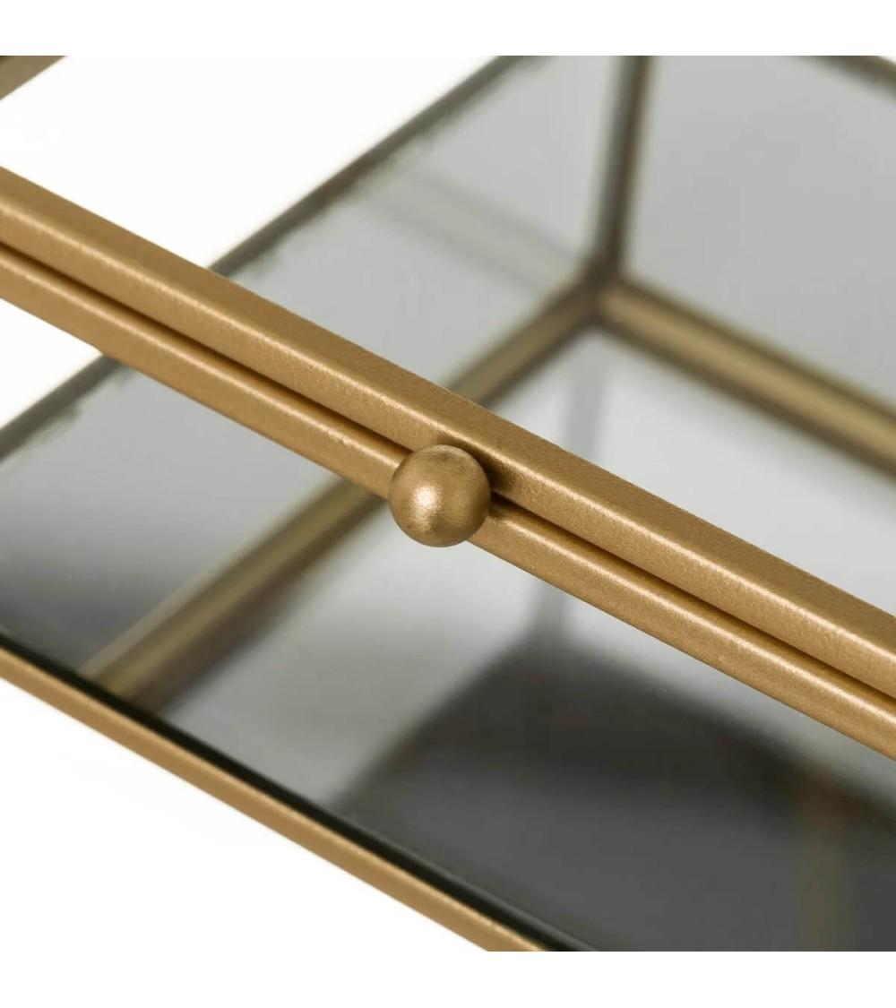 Dcasa Joyero Caja De Cristal Y Metal Dorado De 6x14x13 Cm