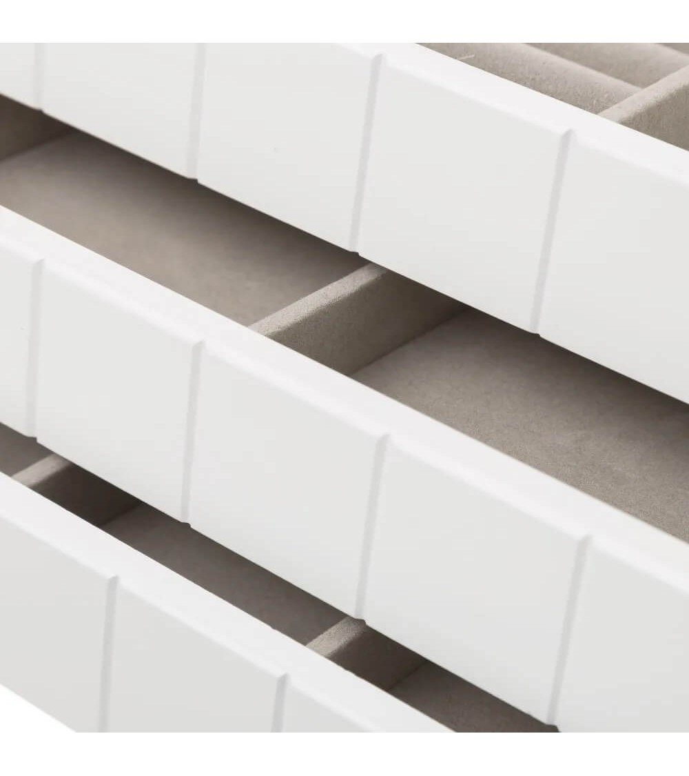 Dcasa Joyero De 2 Cajones Madera Cristal Blanco De 24x16x14 Cm