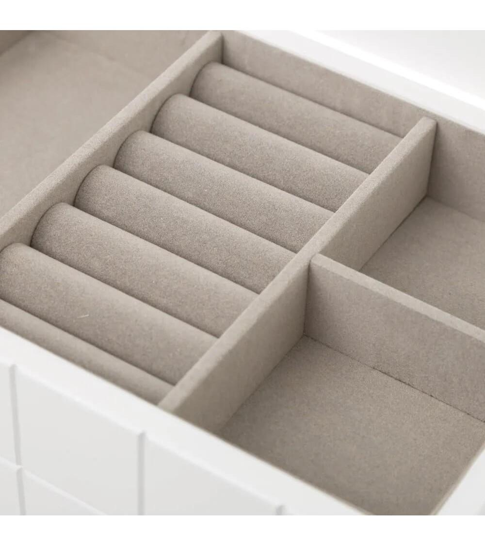 Dcasa Joyero De 2 Cajones Madera Cristal Blanco De 24x16x14 Cm