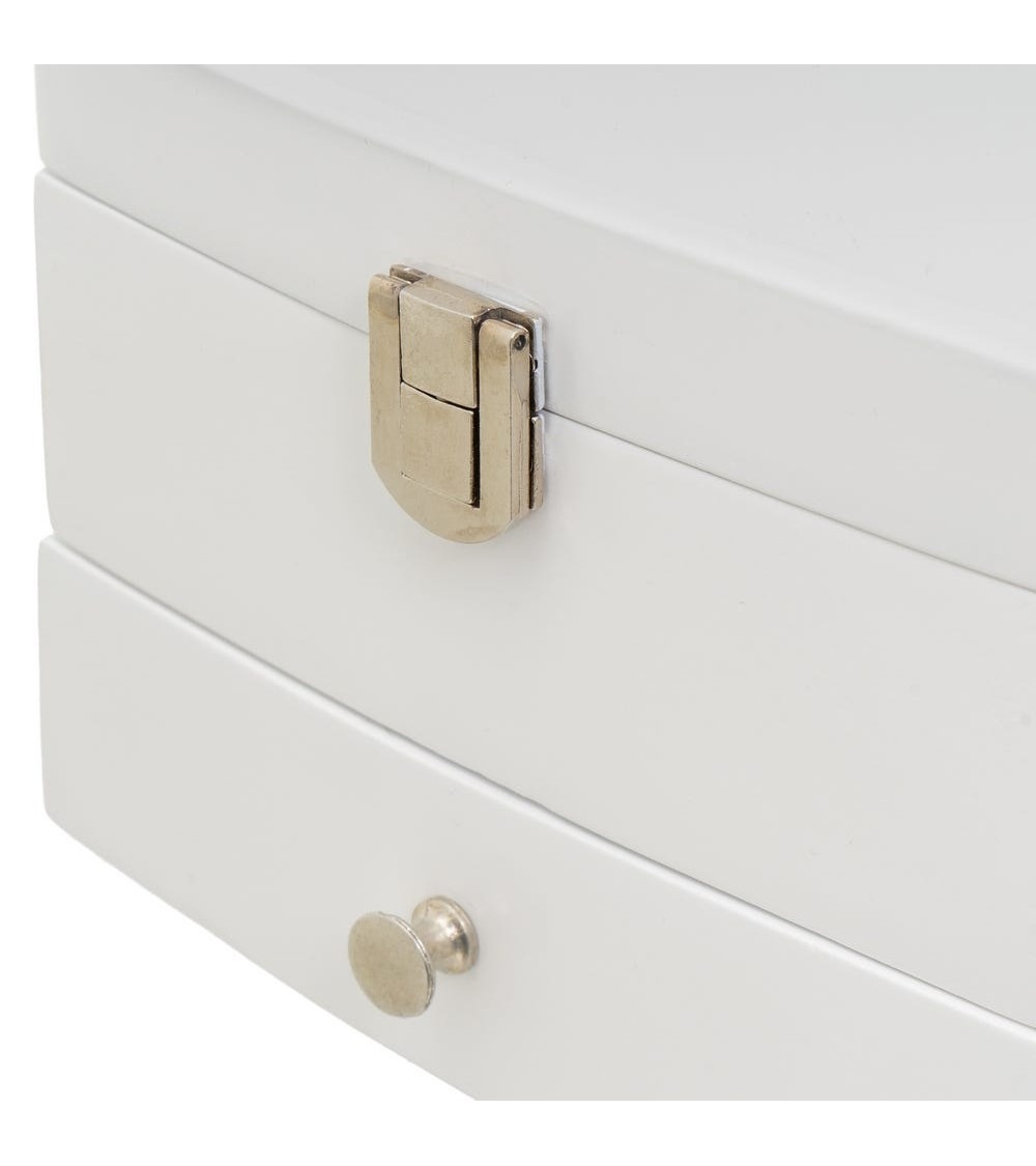 Dcasa Joyero De Madera Con 1 Cajón Blanco Minimalista Para Dormitorio Fantasy