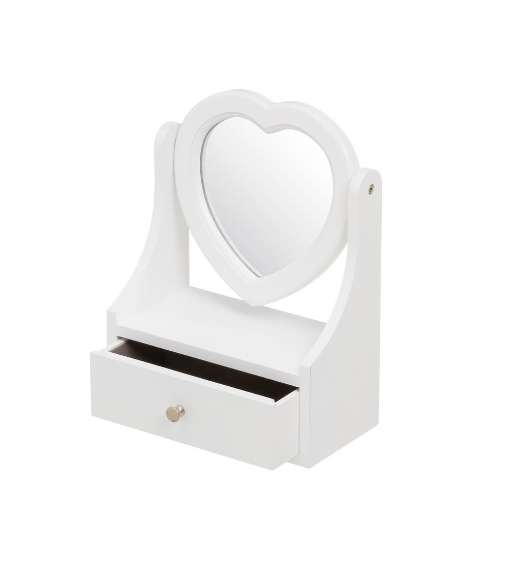 Dcasa Joyero De Madera Con 1 Cajón Blanco Minimalista Para Dormitorio Fantasy