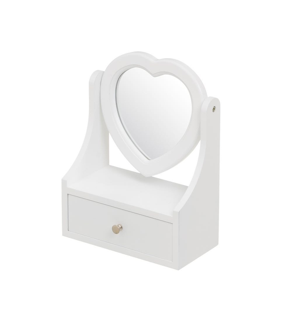 Dcasa Joyero de madera con 1 cajón blanco minimalista para dormitorio Fantasy