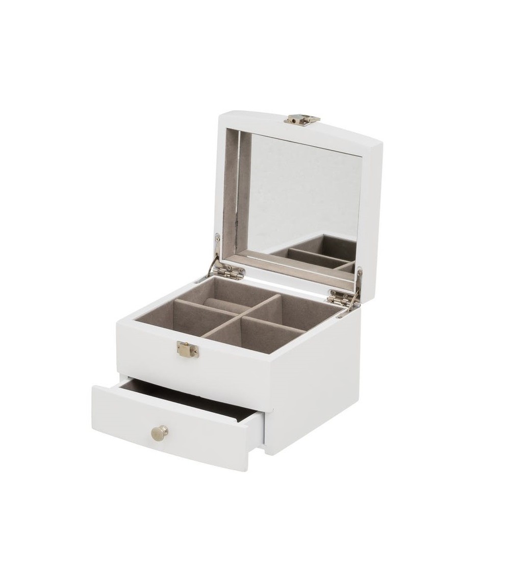 Dcasa Joyero de madera con 1 cajón blanco minimalista para dormitorio Fantasy