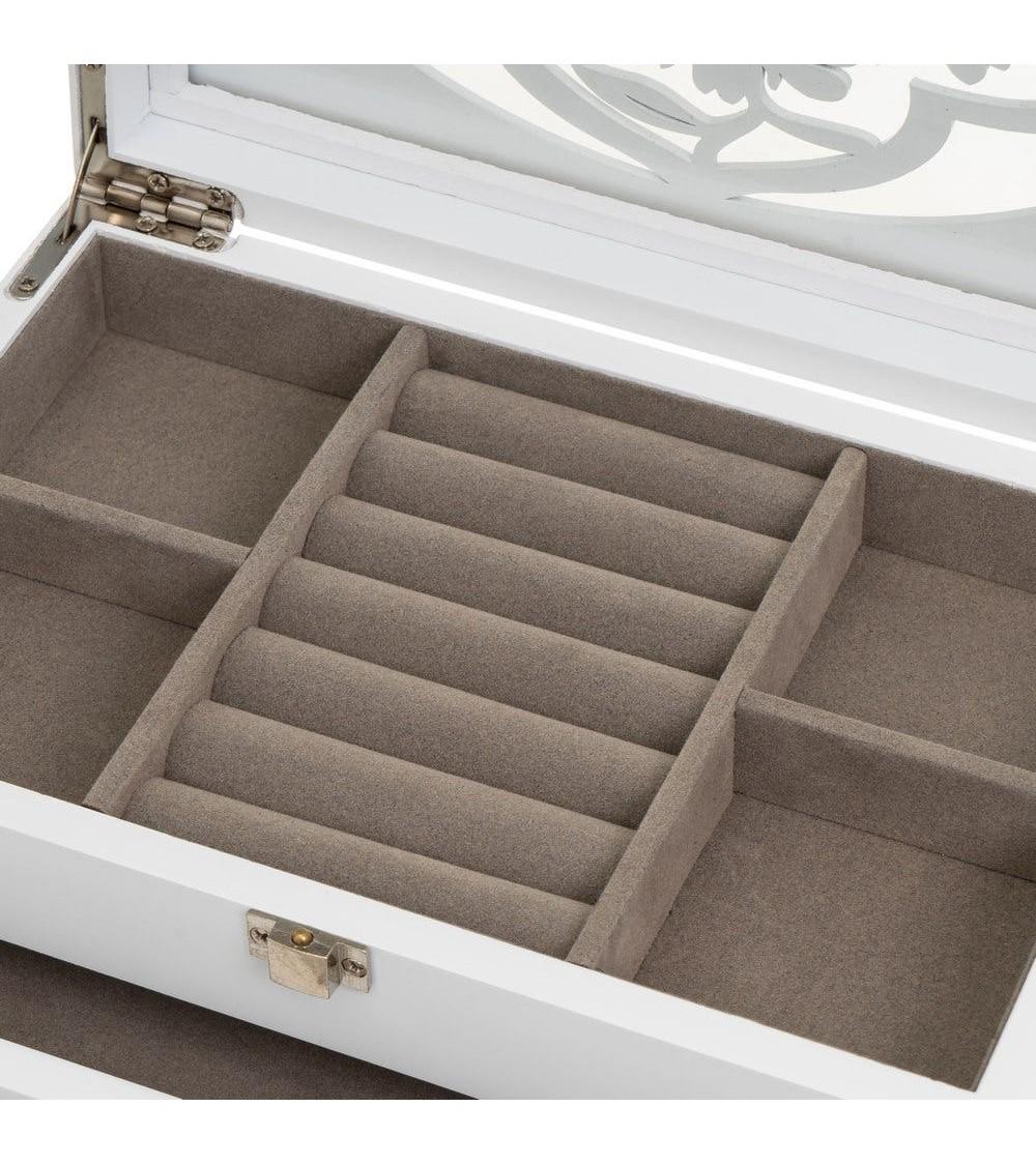 Dcasa Joyero De Madera Con 2 Cajones Blanco Romántico Para Dormitorio Fantasy