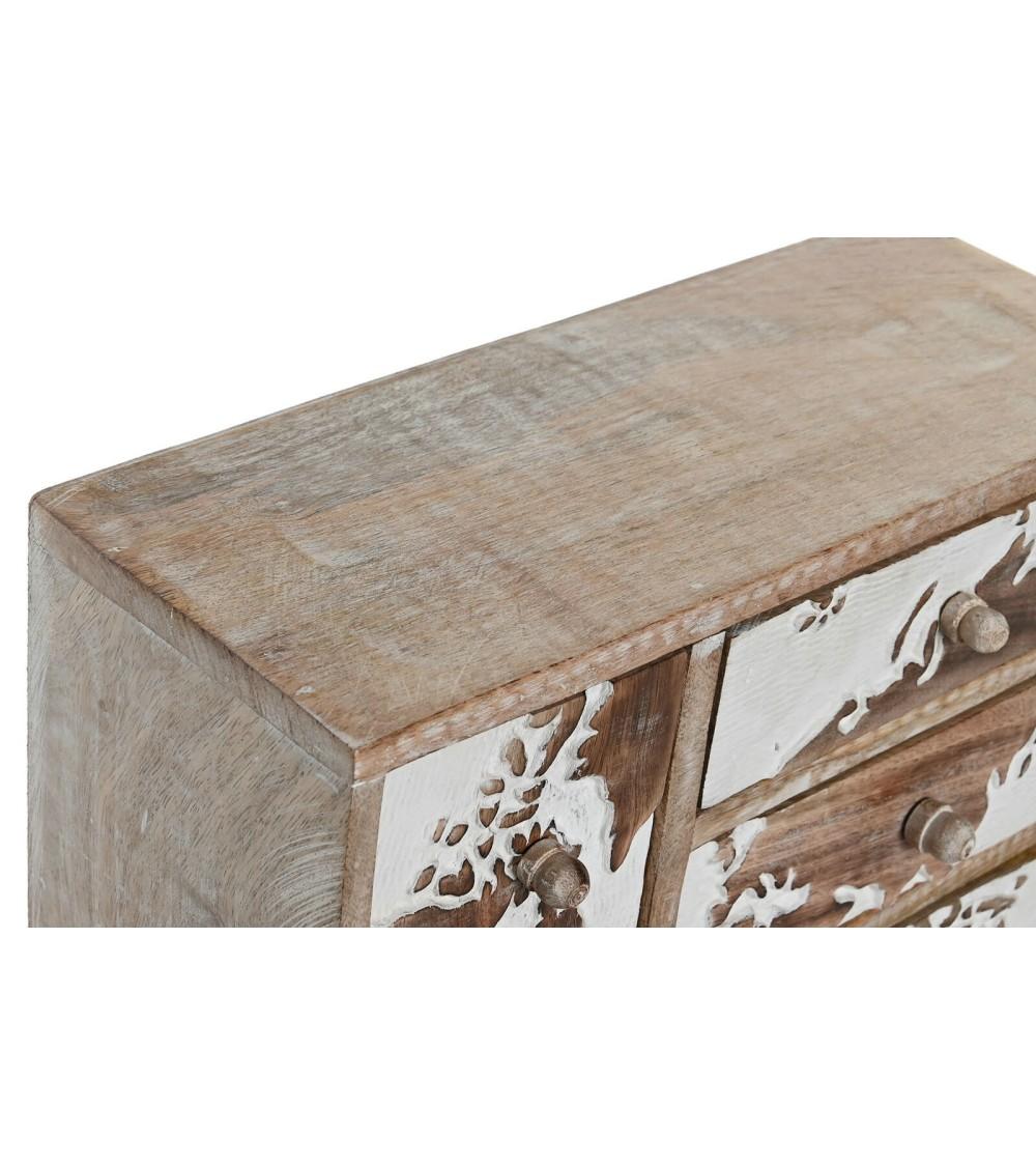 Dcasa Joyero Decorativo Mapamundo De Madera Mango Tallado Natural De 30 5x12x27 Cm