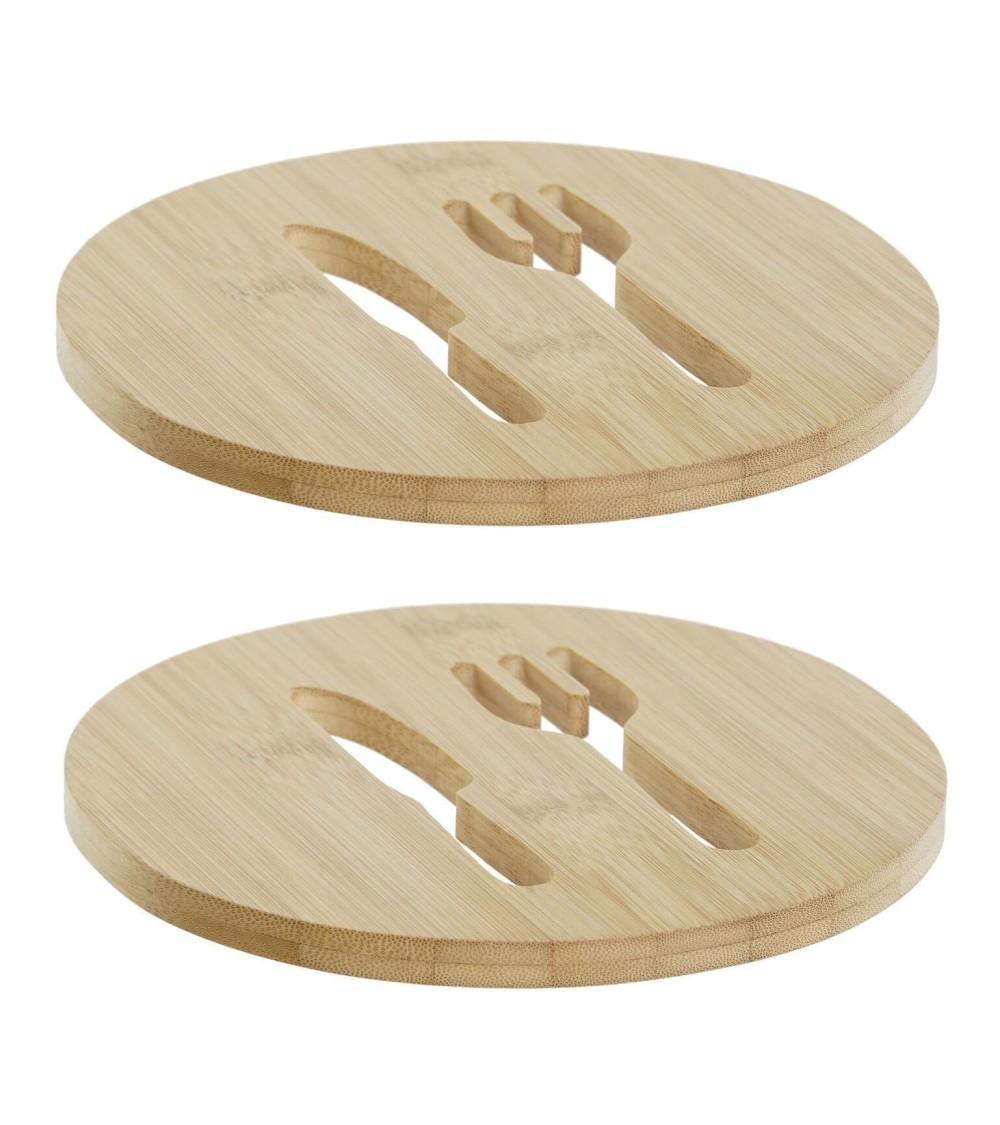 Dcasa Juego de 2 Salvamantel de bambú natural para cocina de 17 5 cm