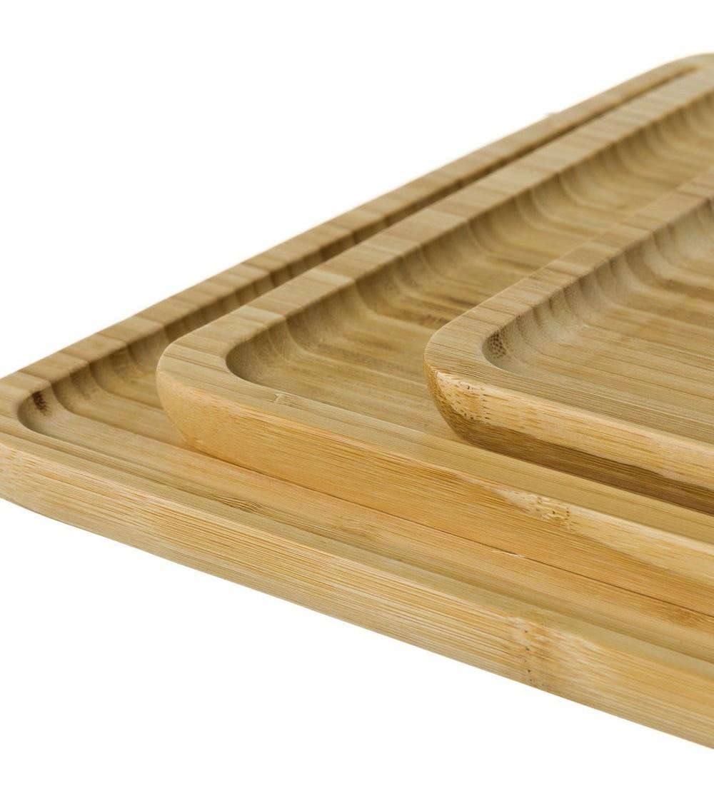 Dcasa Juego De 3 Bandejas Rectangulares De Bambú Natural