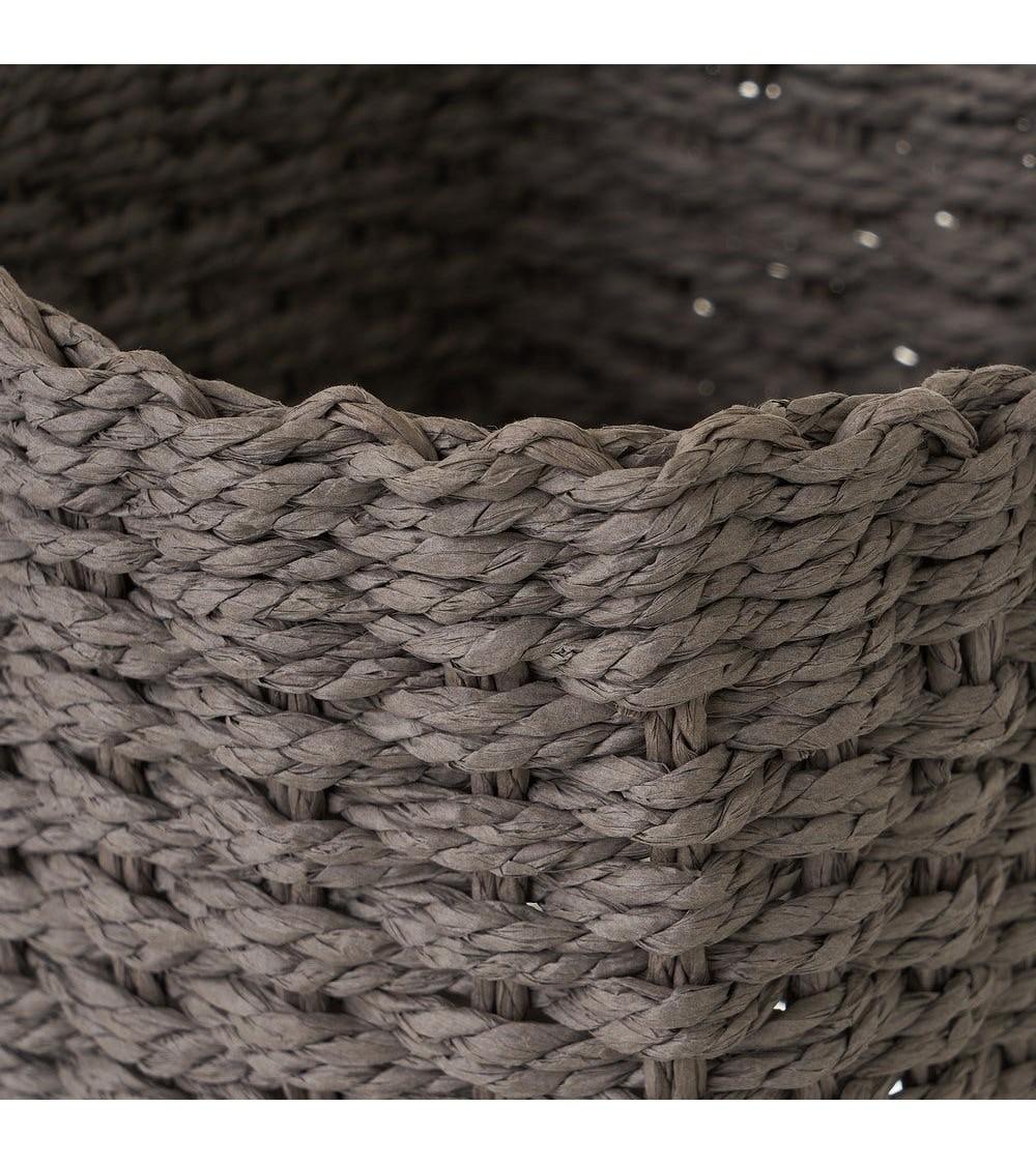 Dcasa Juego De 3 Cestas Papel Trenzado Cuadradas Con Asa Color Grises Para Organizacion