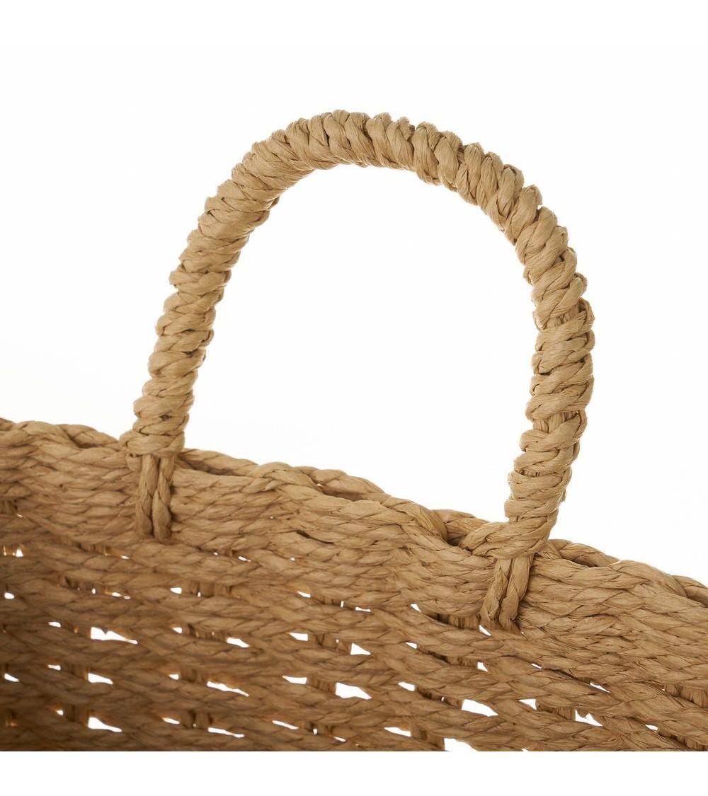 Dcasa Juego De 3 Cestas Papel Trenzado Cuadradas Con Asa Color Beige Para Organizacion