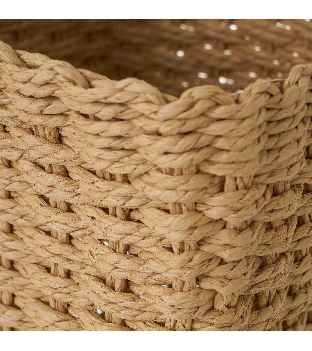 Dcasa Juego De 3 Cestas Papel Trenzado Cuadradas Con Asa Color Beige Para Organizacion