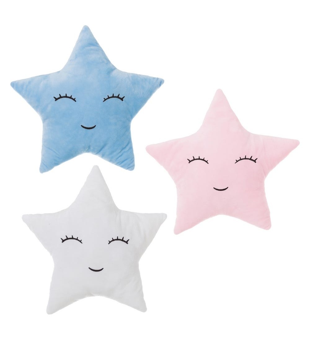 Dcasa Juego de 3 cojines relax extrasuave terciopelo en forma de estrella