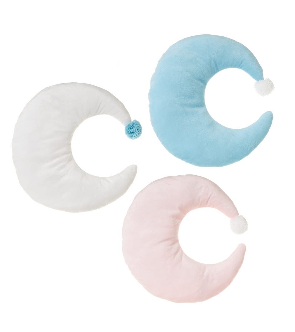 Dcasa Juego de 3 cojines relax extrasuave terciopelo en forma de luna