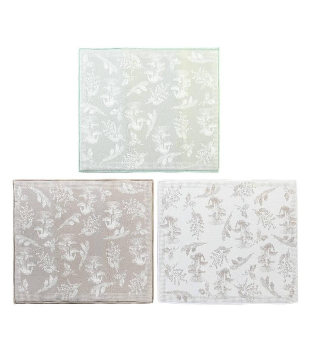 Dcasa Juego De 3 Tapete De Microfibra Hojas Natural 50x38 Cm