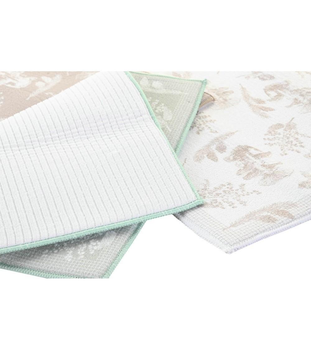 Dcasa Juego De 3 Tapete De Microfibra Hojas Natural 50x38 Cm