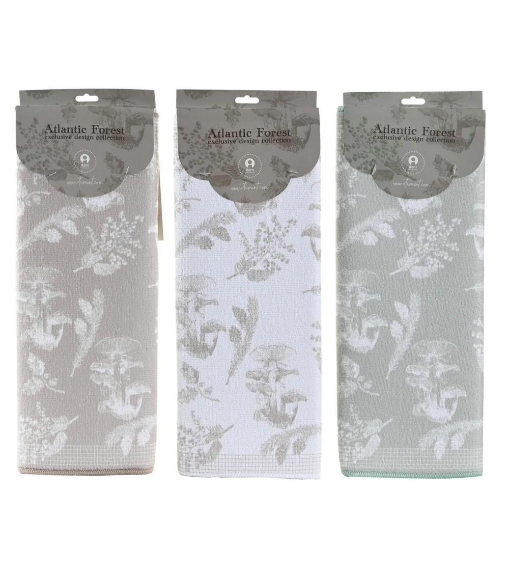 Dcasa Juego de 3 tapete de microfibra hojas natural 50x38 cm