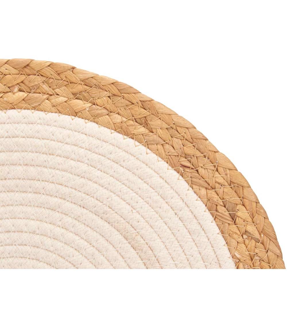 Dcasa Juego De 4 Salvamanteles Esparto Espiral Tela Blanco 35cm