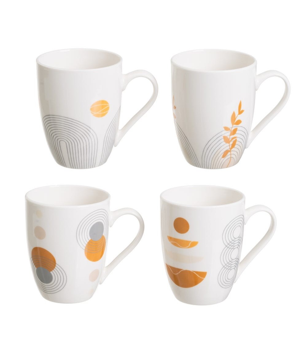 Dcasa Juego de 4 tazas mug colores de stoneware atardecer de 350 ml