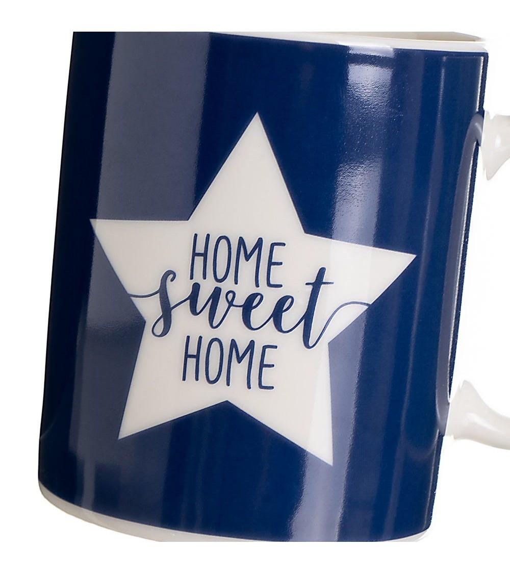 Dcasa Juego De 4 Tazas Mug Combinadas Azules De Cerámica De 340 Ml