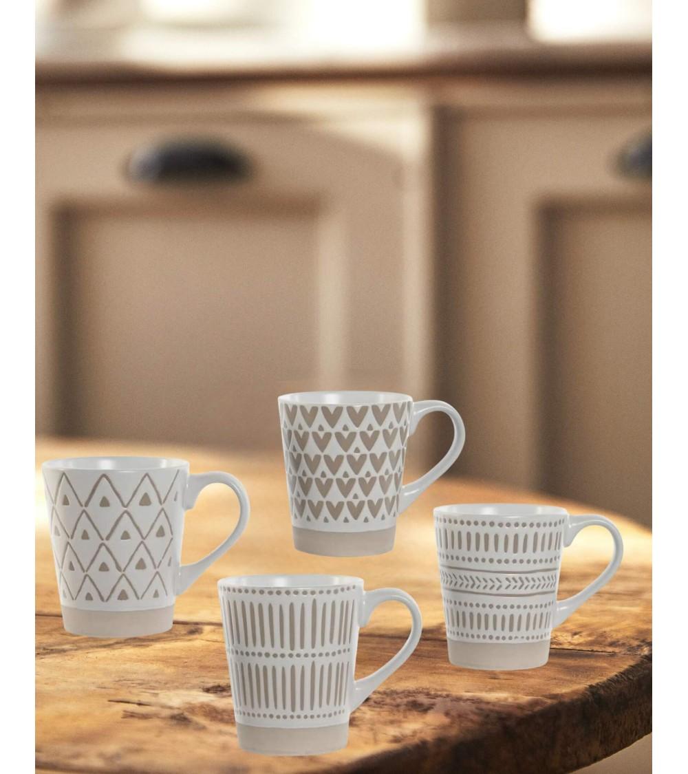 Dcasa Juego De 4 Tazas Mug De Gres Mate De Cerámica De 360 Ml