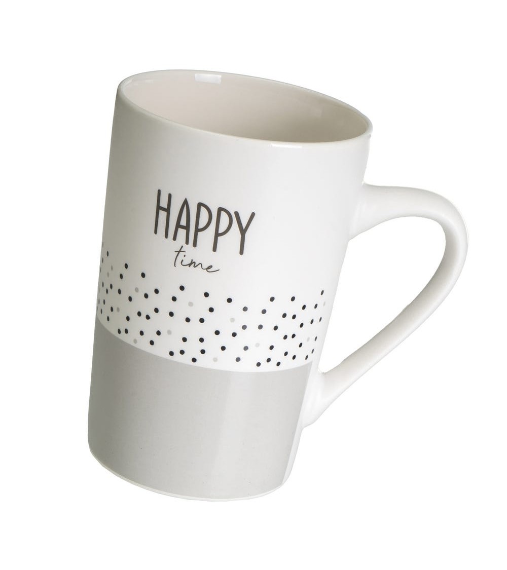 Dcasa Juego De 4 Tazas Mug Freses Positivo Blancas Y Negras De Cerámica De 370 Ml