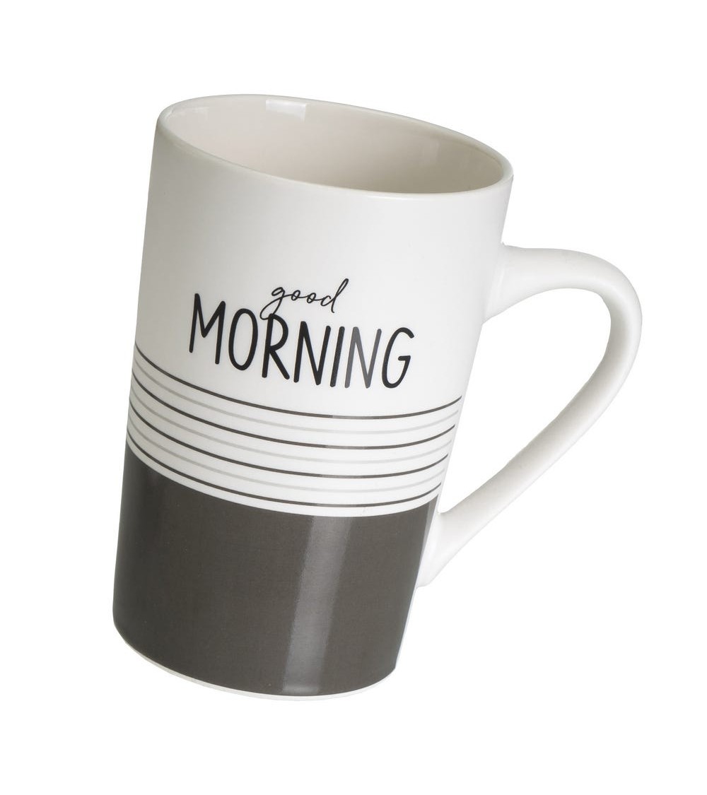 Dcasa Juego De 4 Tazas Mug Freses Positivo Blancas Y Negras De Cerámica De 370 Ml