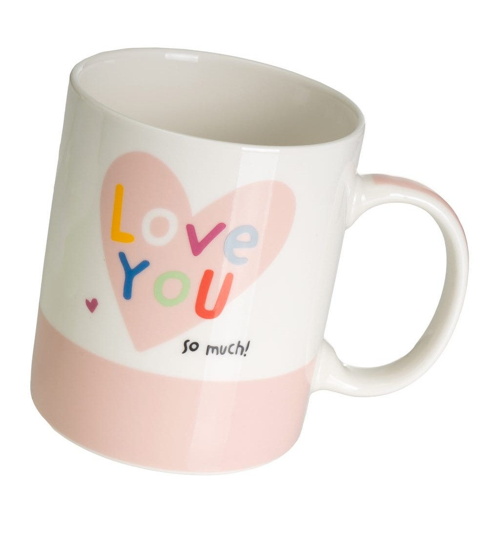 Dcasa Juego De 4 Tazas Mug Originales De Cerámica En Colores Happy Day De 340 Ml