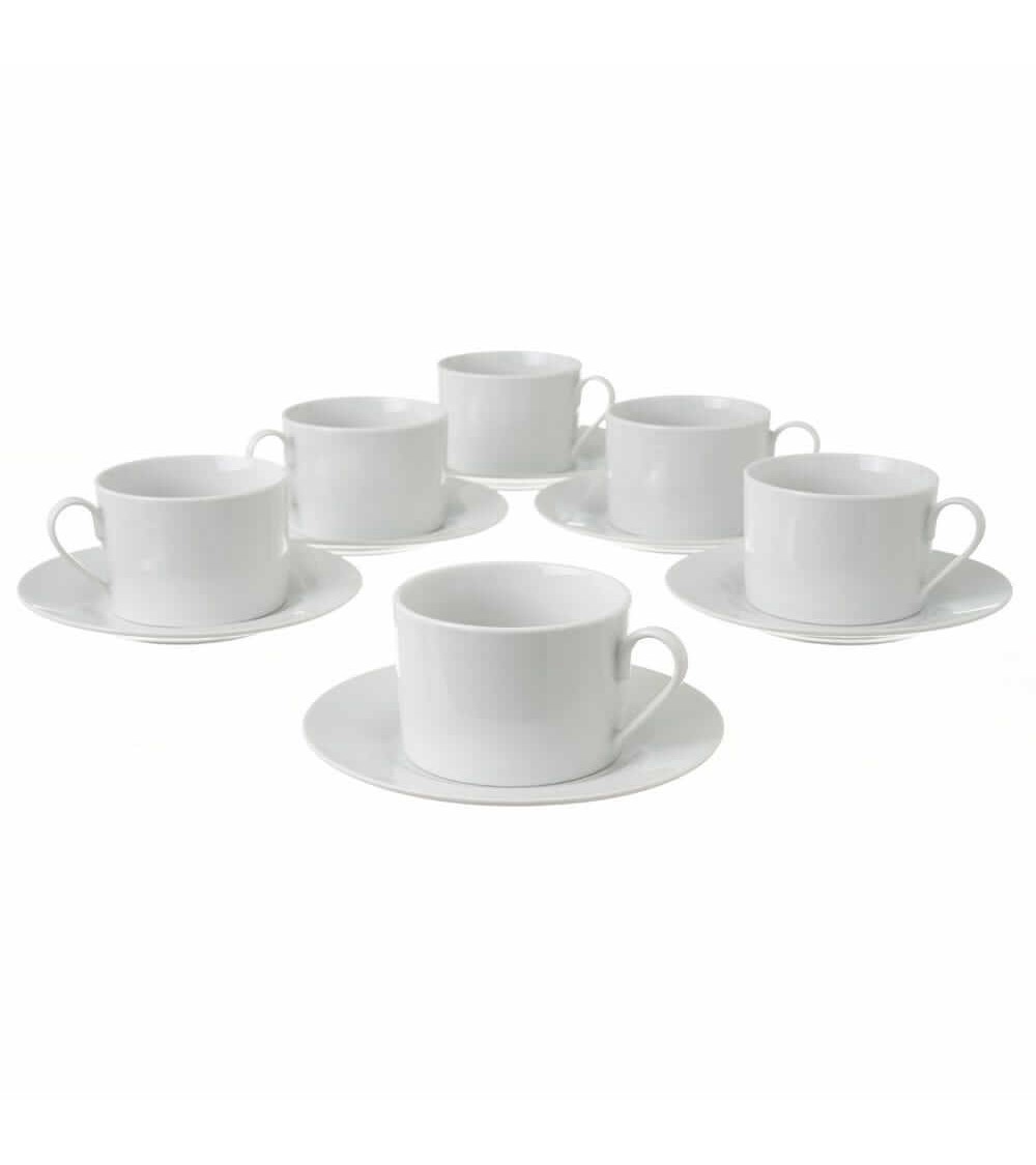 Dcasa Juego de 6 taza café y té blancos de porcelana
