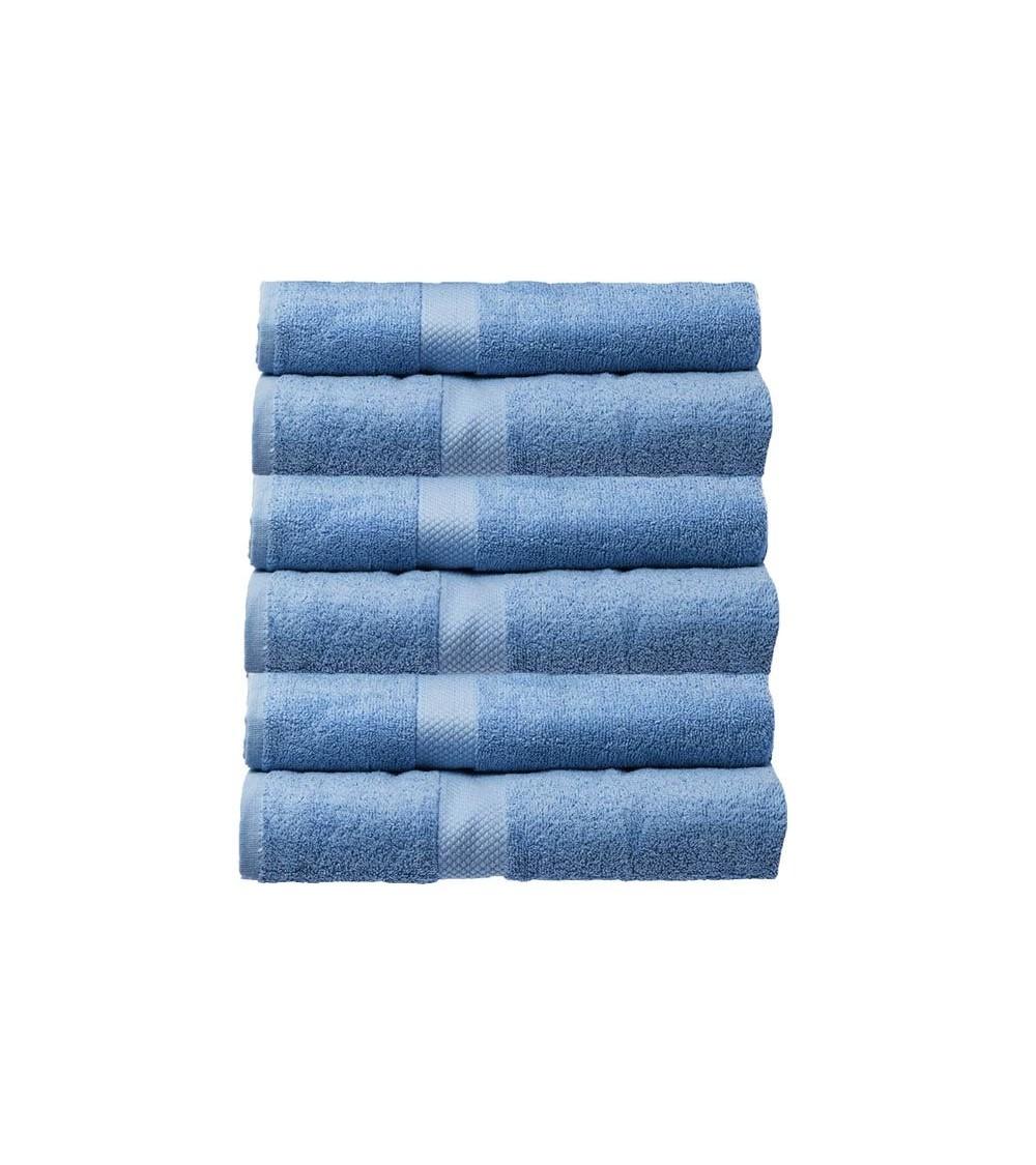 Dcasa Juego de 6 toallas de tocador azules de algodón natural de 30x50 cm