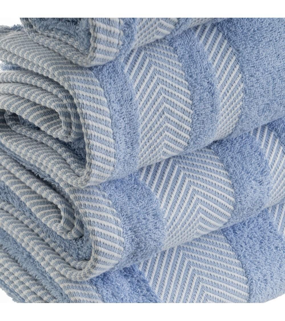 Dcasa Juego De 6 Toallas De Tocador Con Cenefa Azules De Algodón Natural De 30x50 Cm