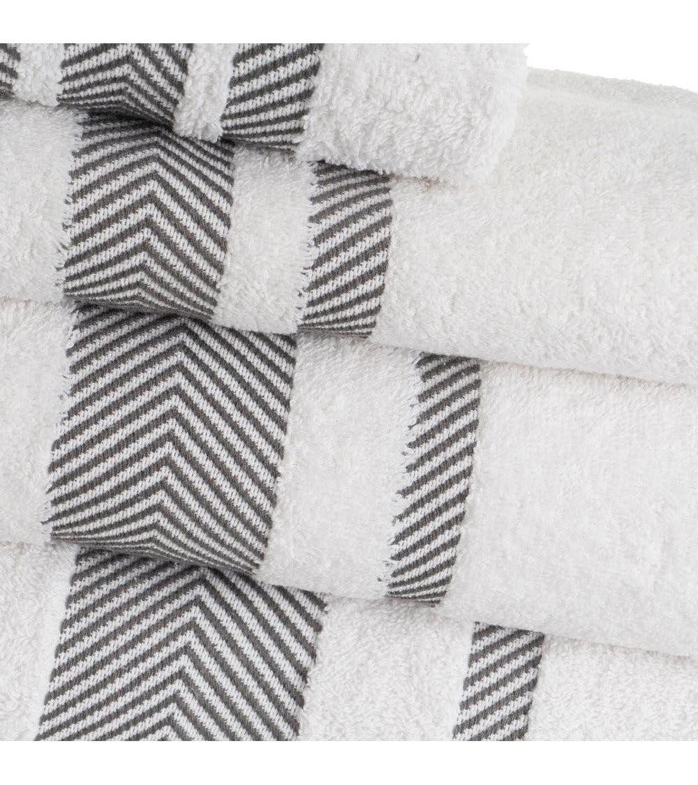 Dcasa Juego De 6 Toallas De Tocador Con Cenefa Blancas De Algodón Natural De 30x50 Cm