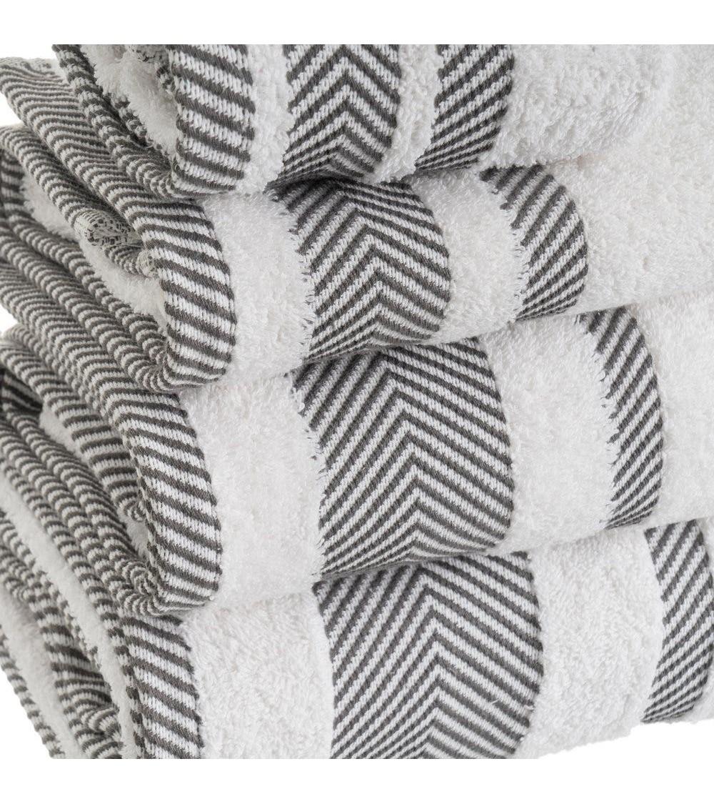 Dcasa Juego De 6 Toallas De Tocador Con Cenefa Blancas De Algodón Natural De 30x50 Cm