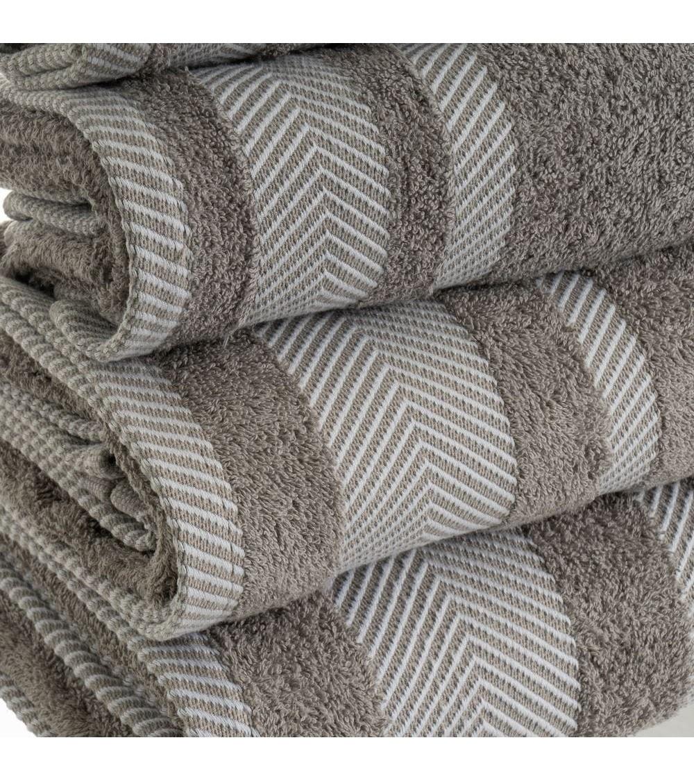 Dcasa Juego De 6 Toallas De Tocador Con Cenefa Grises De Algodón Natural De 30x50 Cm