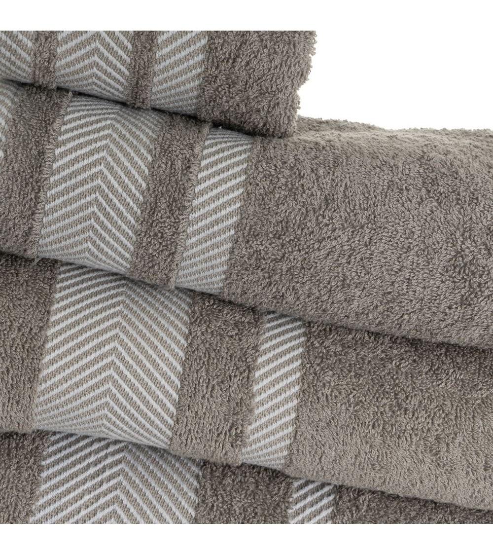 Dcasa Juego De 6 Toallas De Tocador Con Cenefa Grises De Algodón Natural De 30x50 Cm