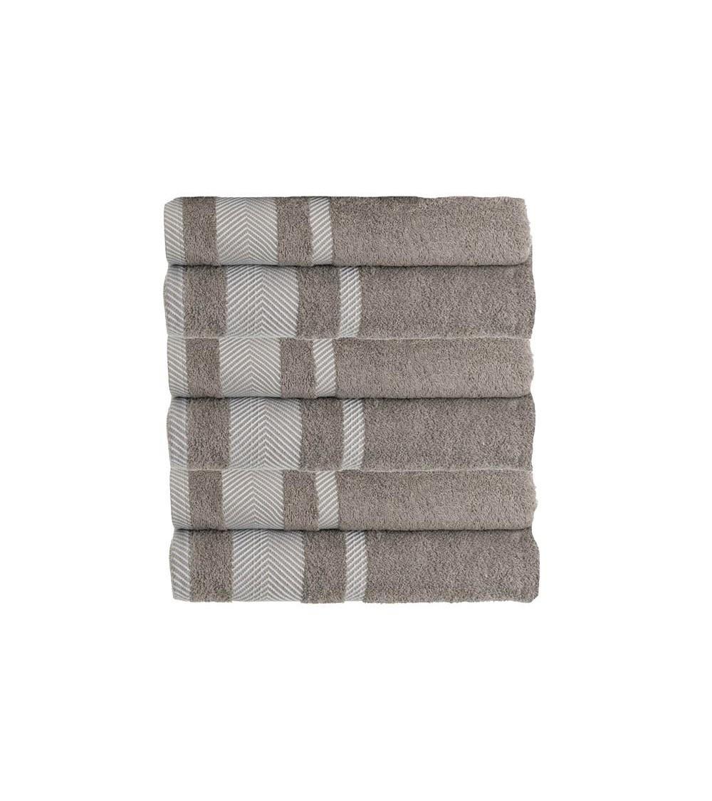 Dcasa Juego de 6 toallas de tocador con cenefa grises de algodón natural de 30x50 cm