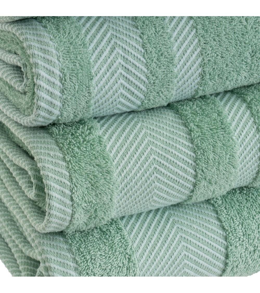 Dcasa Juego De 6 Toallas De Tocador Con Cenefa Verdes De Algodón Natural De 30x50 Cm