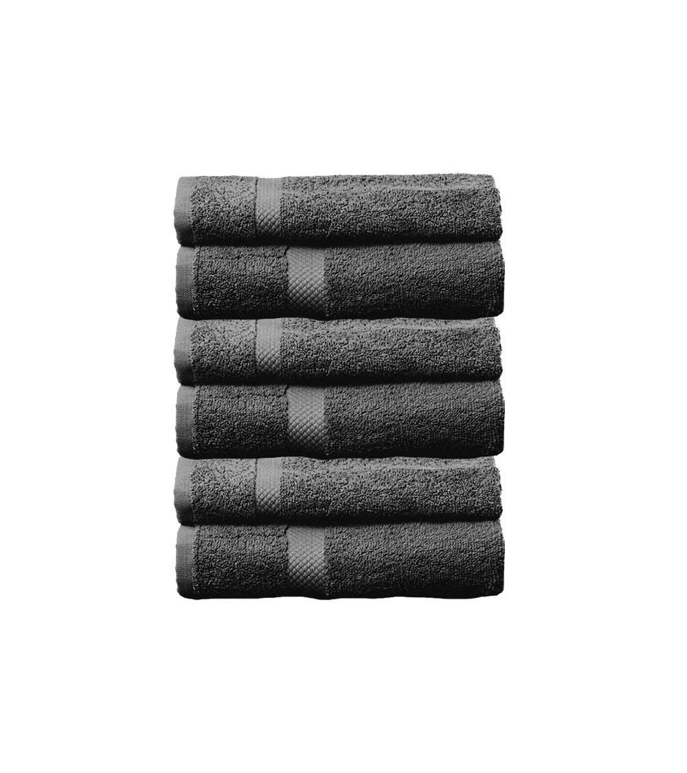 Dcasa Juego de 6 toallas de tocador gris oscuro de algodón natural de 30x50 cm