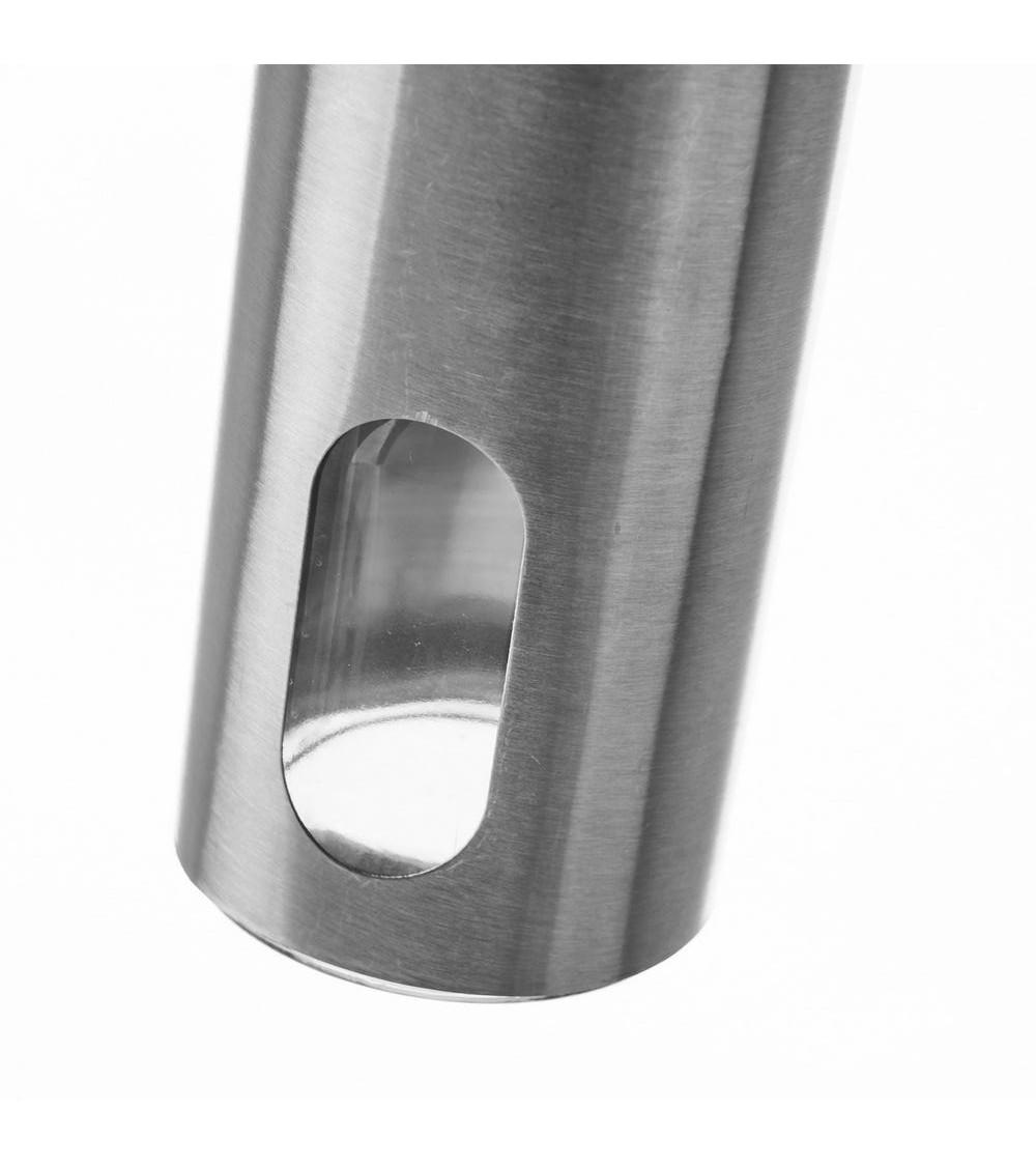 Dcasa Juego De Aceitera Vinagrera Salero Y Pimentero De Cristal Con Soporte De Acero Inoxidable Gris