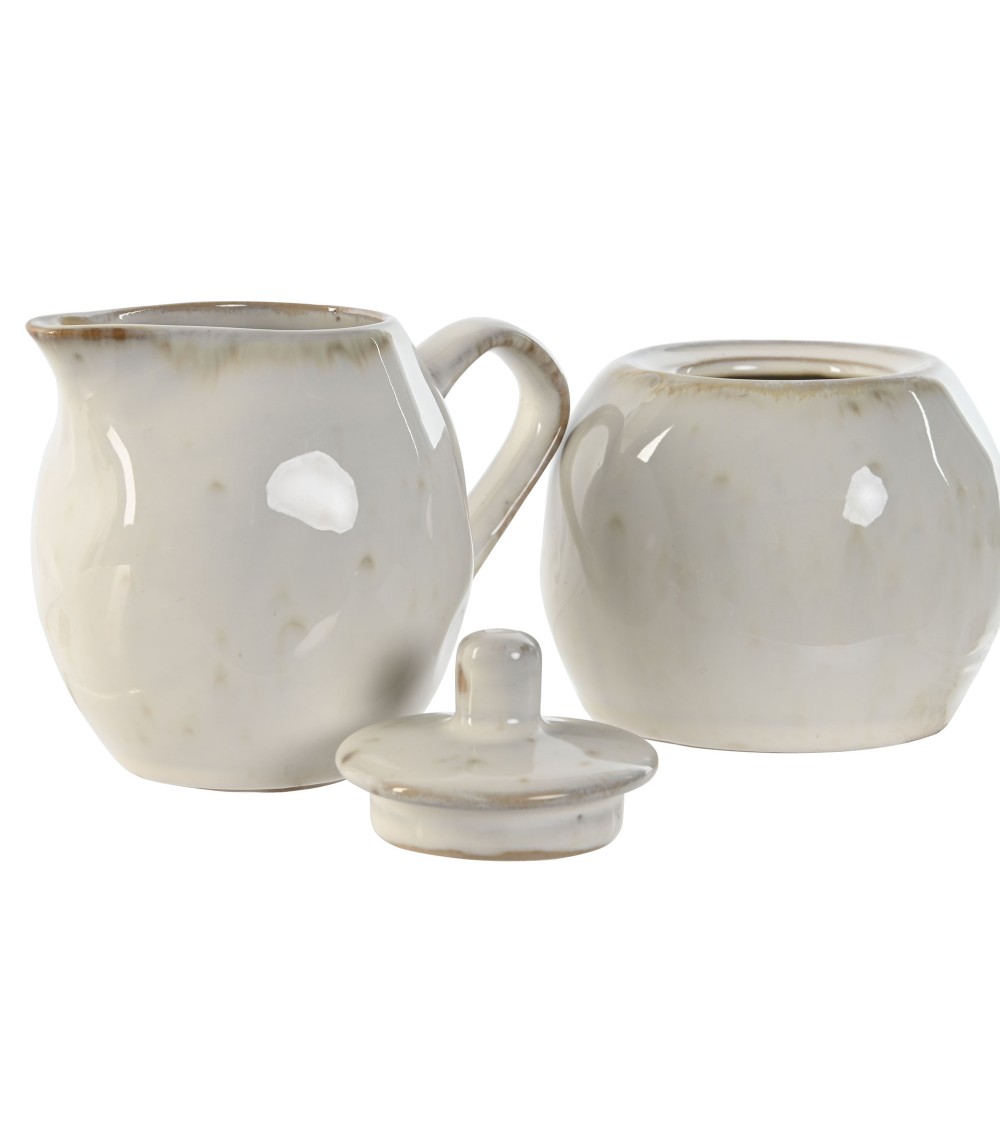 Dcasa Juego De Azucarero Y Lechera De Gres Blanco De 350 Ml