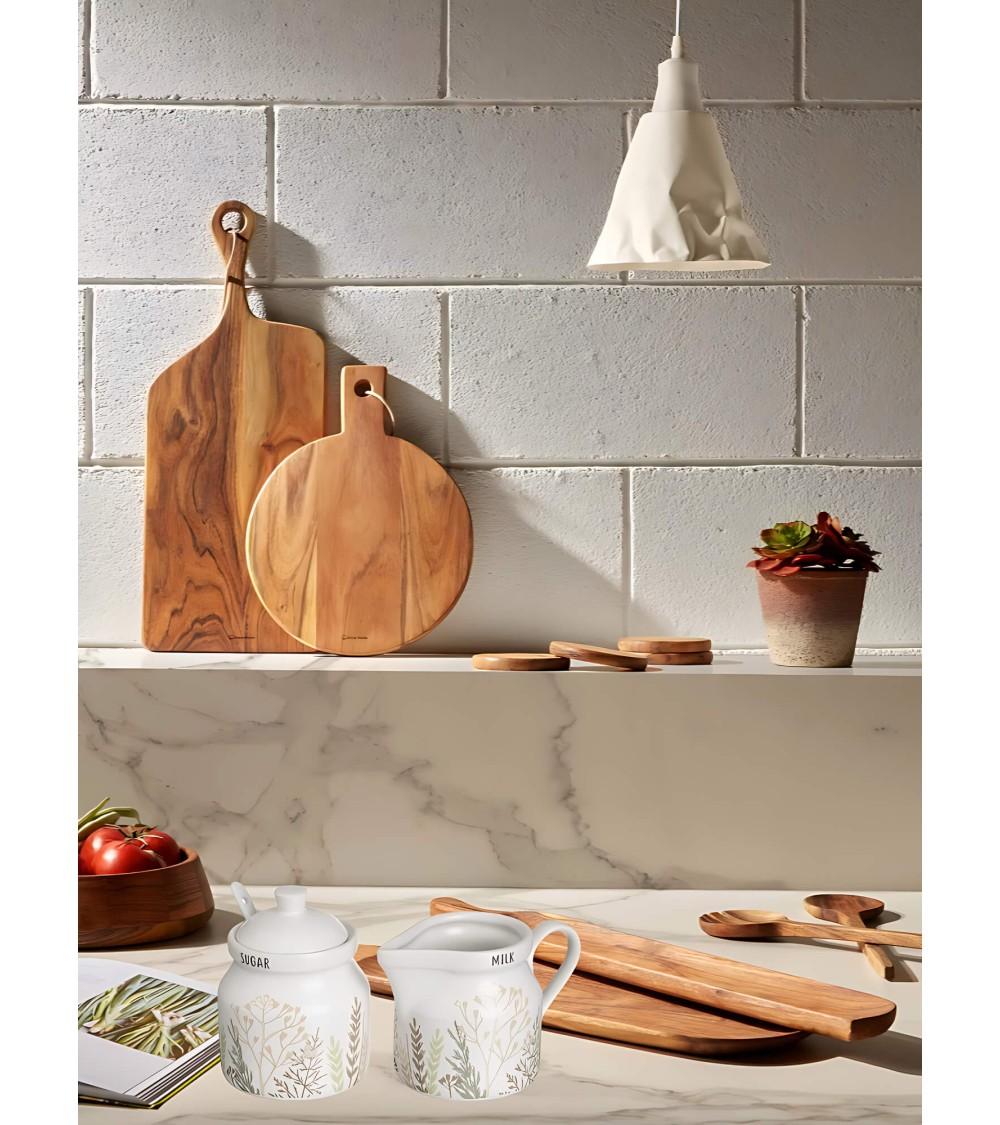 Dcasa Juego De Azucarero Y Lechera De Stoneware Blanco Y Beige